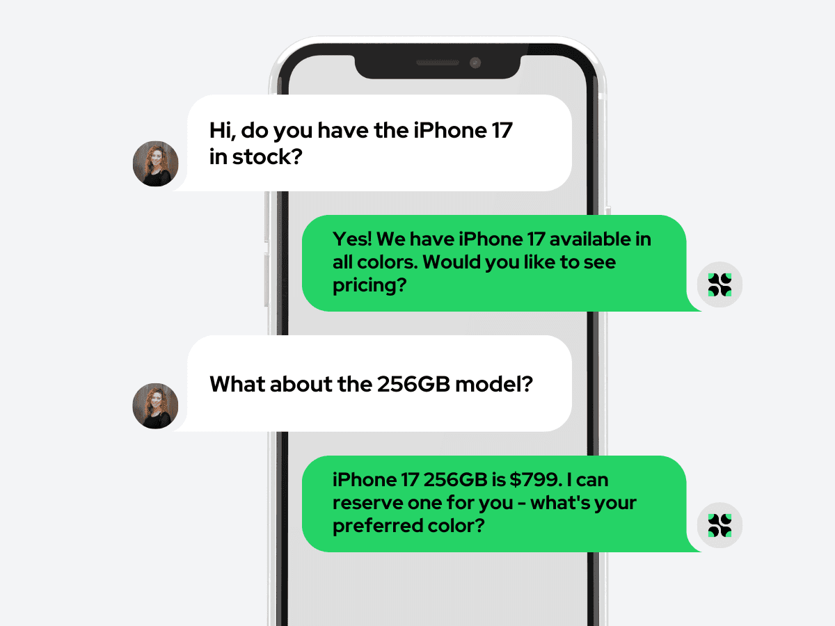 AI conversation interface showing automated customer support across messaging platforms